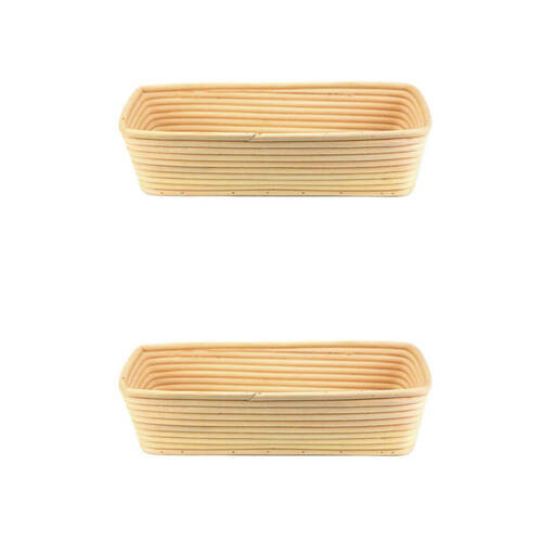 2PK Brunswick Bakers Rectangle Rattan 32cm Bread Banneton Basket