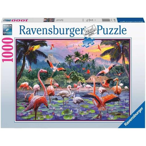 1000pc Ravensburger Pink Flamingos Family Jigsaw Puzzle 70x50cm