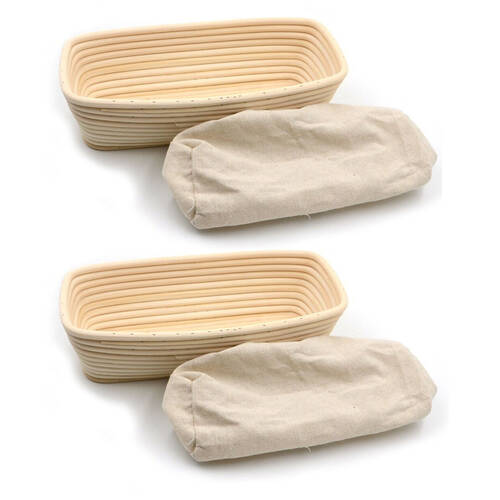 2PK Brunswick Bakers Rectangular Rattan 30cm Banneton w/ Lining