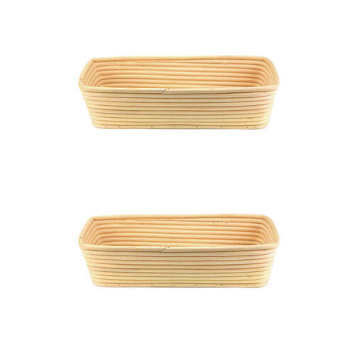 2PK Brunswick Bakers Rectangle Rattan 30cm Bread Banneton Basket