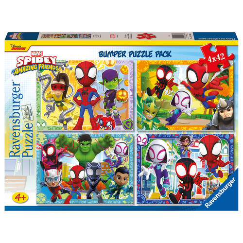 4x42pc Ravensburger Spidey & His Friends Bumper Jigsaw Puzzle Pack 4y+
