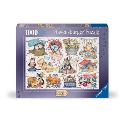 1000pc Ravensburger Crazy Cats Cat's Calendar Jigsaw Puzzle 70x50cm 14y+