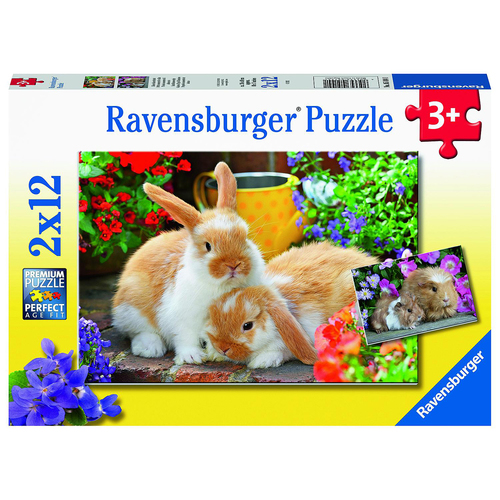 2x12pc Ravensburger Guinea Pigs & Bunnies Jigsaw Puzzle Set