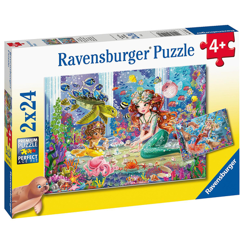2x24pc Ravensburger Mermaid Tea Party Jigsaw Puzzle Set 4y+