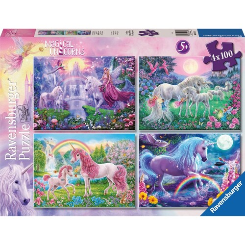 4x100pc Ravensburger Magical Unicorns Bumper Jigsaw Puzzle Set 6y+