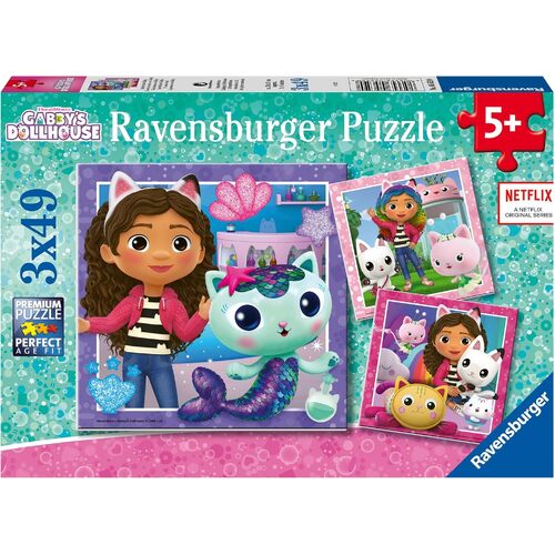 3x49pc Ravensburger Gabby's Dollhouse It's Meow Time! Jigsaw Puzzle Set 5y+