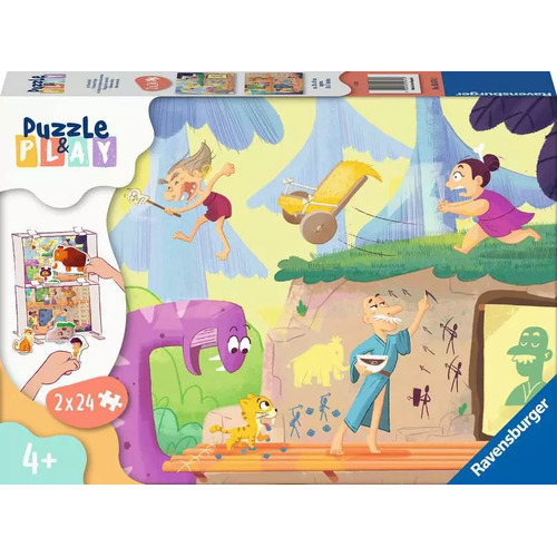 2x24pc Ravensburger Prehistoric People Jigsaw Puzzle Set 4y+