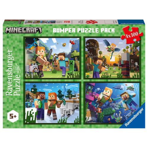 Ravensburger Minecraft Bumper 4-Jigsaw Puzzle 37x27cm Pack 5y+