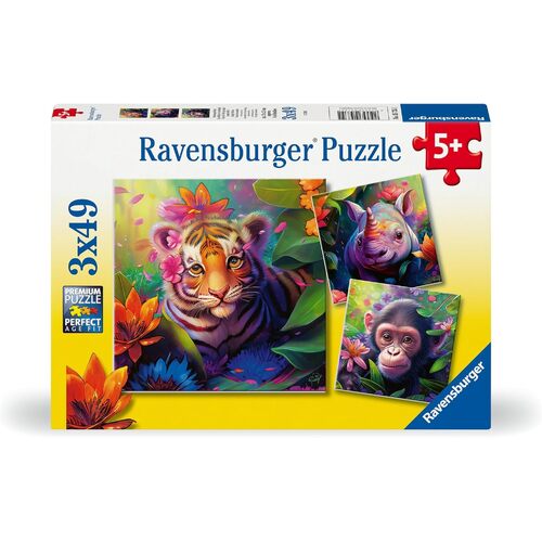 3x49pc Ravensburger Jungle Babies Jigsaw Puzzle Set 5y+