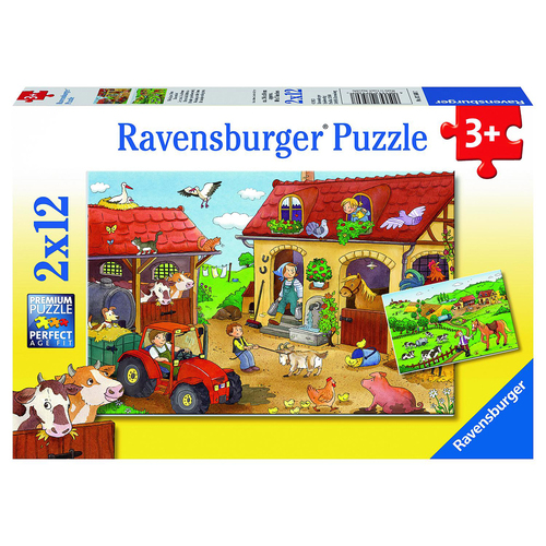 2x12pc Ravensburger Working on the Farm Jigsaw Kids/Childrens Puzzle 3Y+
