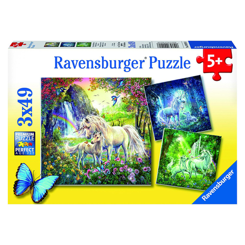 3x49pc Ravensburger Beautiful Unicorns Jigsaw Puzzle Set 5y+