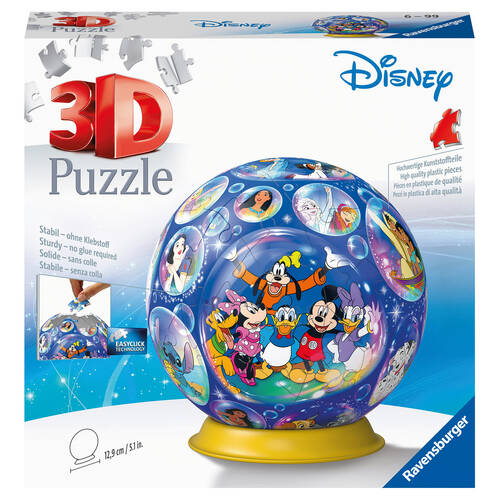 72pc Ravensburger 3D Puzzle Ball Disney Characters Jigsaw 12.9x15.9cm 6y+