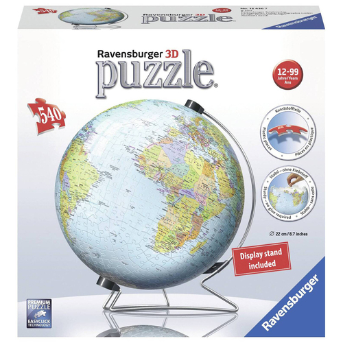 540pc Ravensburger World Globe 3D Jigsaw Puzzleball 10+