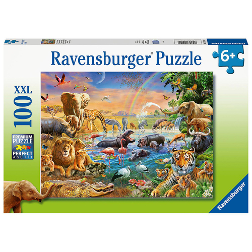100pc Ravensburger Savannah Jungle Waterhole Jigsaw Puzzle 49x36cm 6y+