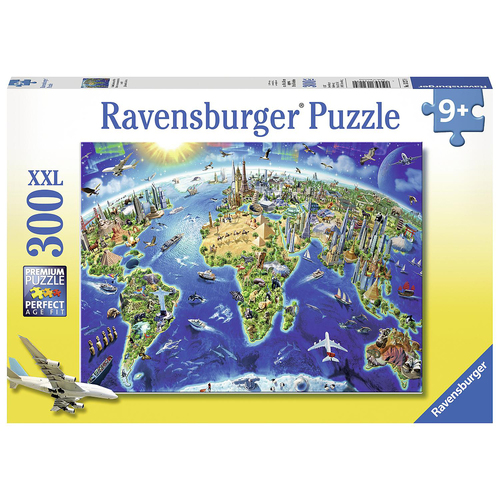 300pc Ravensburger World Landmarks Map Jigsaw Puzzle Set 9y+