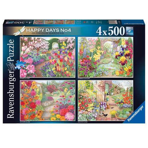 4x 500pc Ravensburger Happy Days No4 Glorious Gardens Jigsaw 49x36cm 12y+