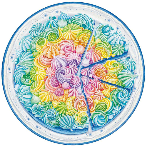 500 Piece Ravensburger Rainbow Cake Circle Jigsaw Puzzle Adults