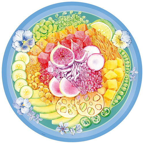 500pc Ravensburger Poke Bowl Circle Jigsaw Puzzle Set Adults