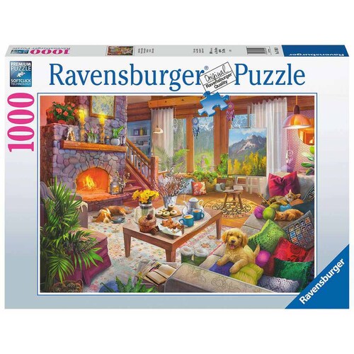 1000pc Ravensburger Cozy Cabin Family Jigsaw Puzzle 70x50cm
