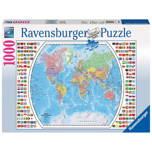 1000pc Ravensburger Political World Map Jigsaw Puzzle 70x50cm 12y+