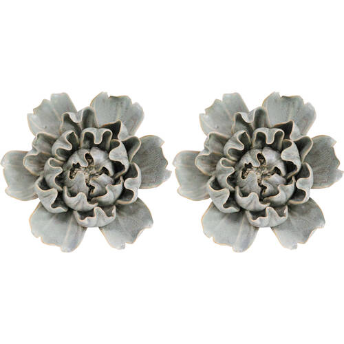 2PK LVD Ceramic Cabbage Sculpture Home Decor 14.5cm Silver