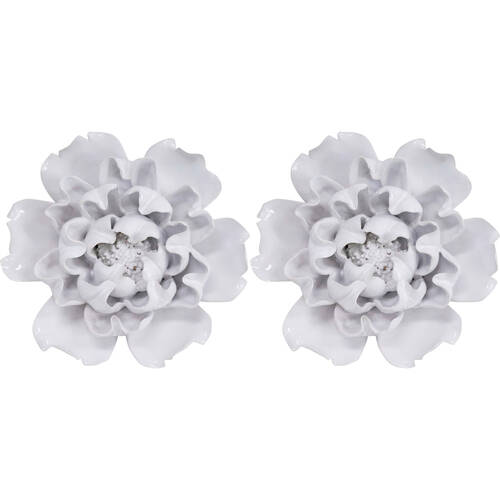 2PK LVD Ceramic Cabbage Sculpture Home Decor 14.5cm White