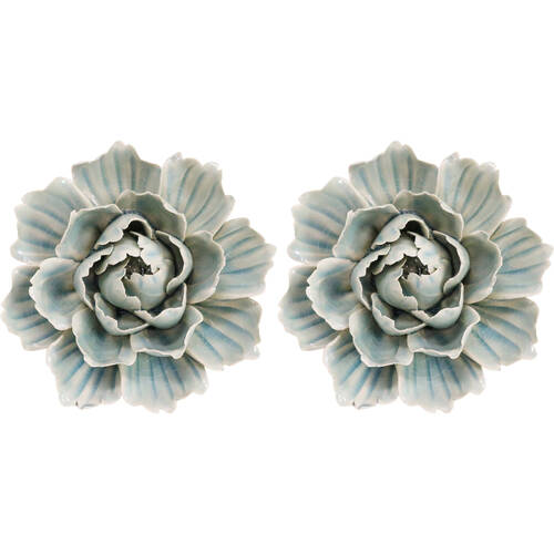 2PK LVD Ceramic Cabbage Sculpture Home Decor 11cm Blue