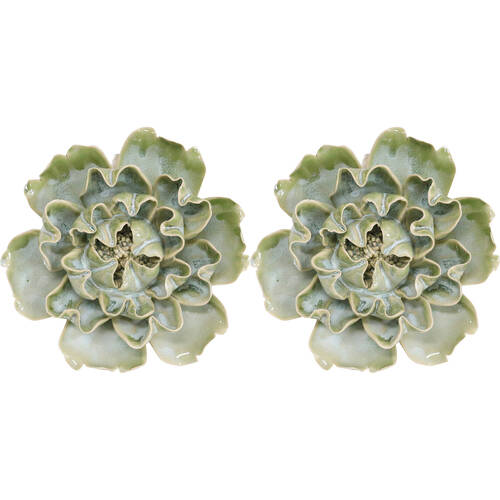 2PK LVD Ceramic Cabbage Sculpture Home Decor 14.5cm French Green