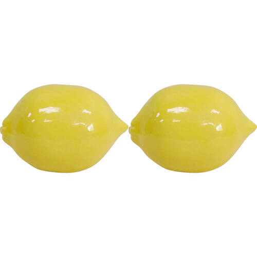 2PK LVD Ceramic Lemon Sculpture Home Decor Large 13cm Yellow
