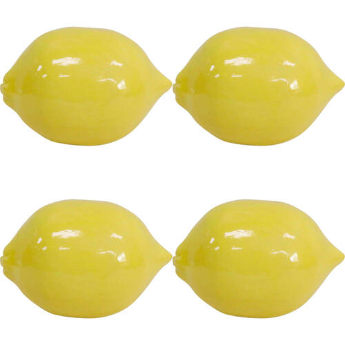 4PK LVD Ceramic Lemon Sculpture Home Decor Large 13cm Yellow