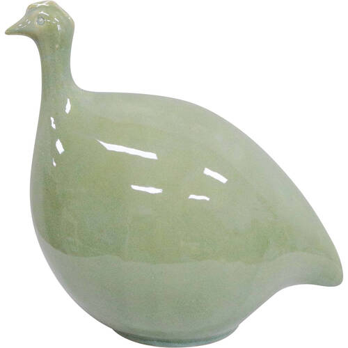 LVD Ceramic Guinea Fowl Sculpture Home Decor 25x22cm French Green