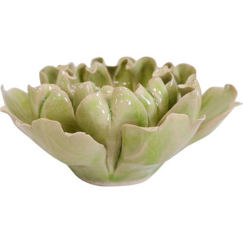 LVD Ceramic Tealight Candle Holder Display 14.5cm - Green