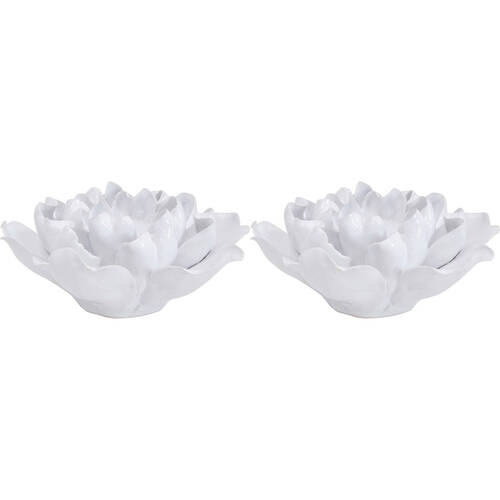 2PK LVD Ceramic Tealight Candle Holder Display 14.5cm - White