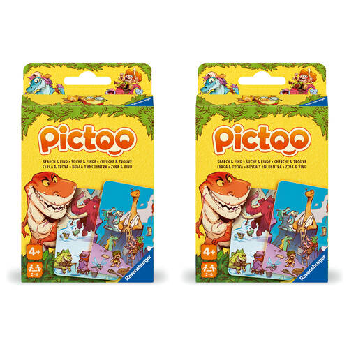 2PK Ravensburger Pictoo Dino Fast Paced Search & Find Kids Toy Card Game 3y+