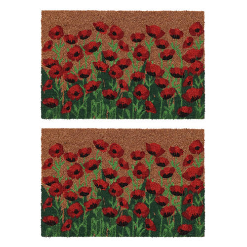 2PK Esschert Design Door Mat Poppies Indoor Outdoor Decor 60cm
