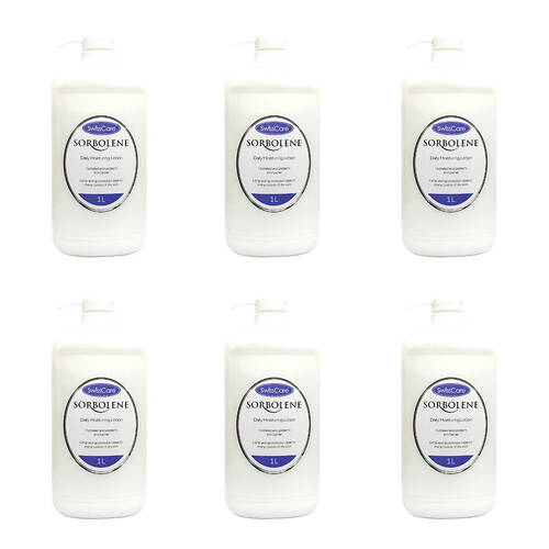 6PK SwissCare Sorbolene Daily Moisturising & Hydrating Lotion For Dry Skin 1L
