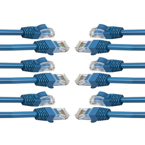 6PK Cruxtec 0.3m CAT6 Network Cable - Blue