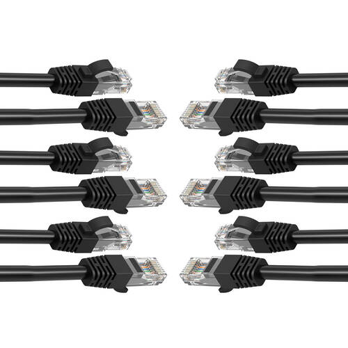 6PK Cruxtec 0.5m CAT6 Network Cable - Black