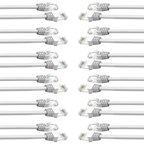 12PK Cruxtec 0.5m CAT6 Network Cable - White