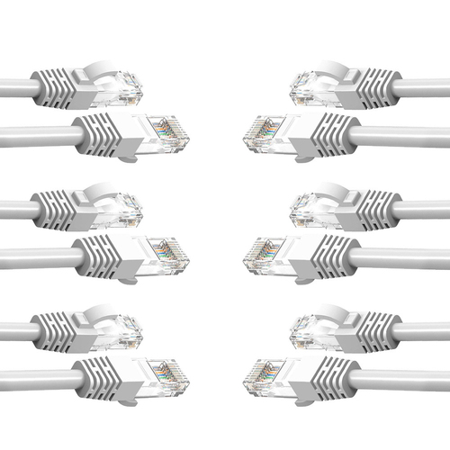 6PK Cruxtec 0.5m CAT6 Network Cable - White