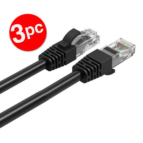 3PK Cruxtec 2m CAT6 Network Cable - Black