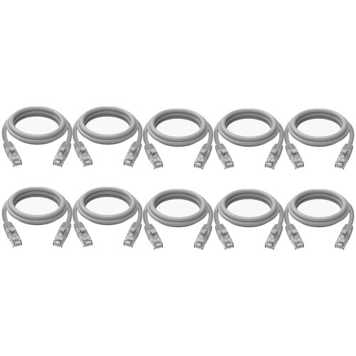 10PK Cruxtec CAT6 10GbE Home/Office Ethernet Cable 2m - Grey