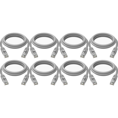 8PK Cruxtec CAT6 10GbE Home/Office Ethernet Cable 5m - Grey
