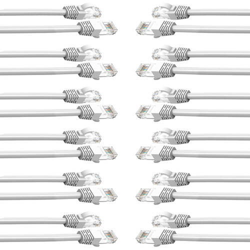 12PK Cruxtec 5m CAT6 Network Cable - White