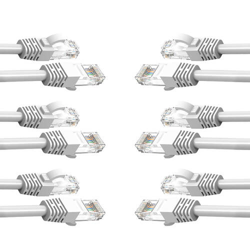 6PK Cruxtec 5m CAT6 Network Cable - White