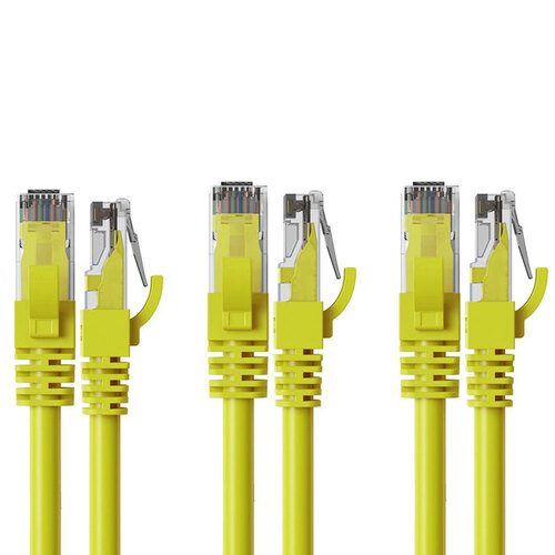 3PK Cruxtec Cat6 Ethernet Cable Yellow 5m