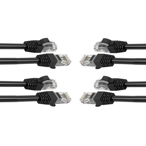 4PK Cruxtec 10m CAT6 Network Cable - Black