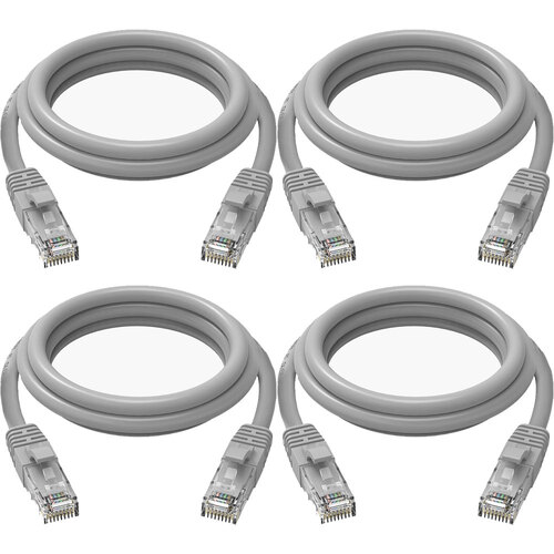 4PK Cruxtec CAT6 10GbE Home/Office Ethernet Cable 10m - Grey