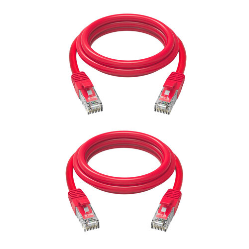 2PK Cruxtec RJ45 Internet LAN 10m CAT6 10GbE Ethernet Cable - Red