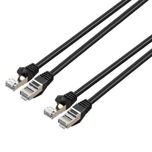 2PK Cruxtec 2m CAT7 10GbE SF/FTP Triple Shielding Ethernet Cable - Black